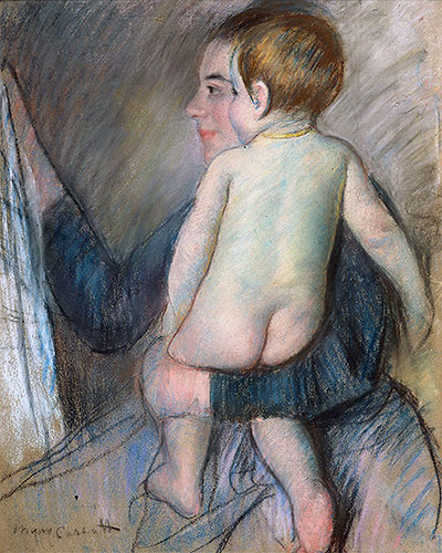 Young Woman Holding a Child (At the Window), c.1890 by Mary Cassatt | Painting Reproduction