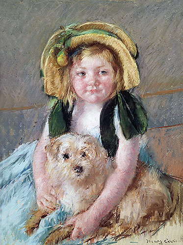 Sara with her Dog, c.1901 | Cassatt | Gemälde Reproduktion