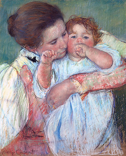 Mother and Child (Motherhood), 1897 | Cassatt | Gemälde Reproduktion