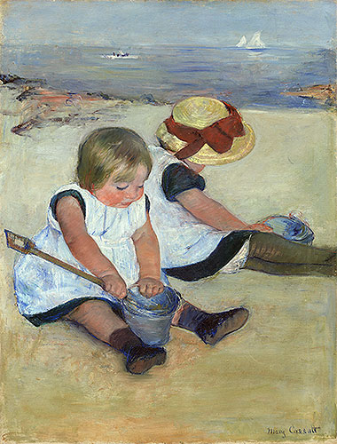 Children Playing on the Beach, 1884 | Cassatt | Gemälde Reproduktion