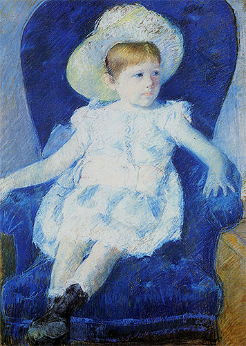 Elsie in a Blue Chair, 1880 | Cassatt | Gemälde Reproduktion