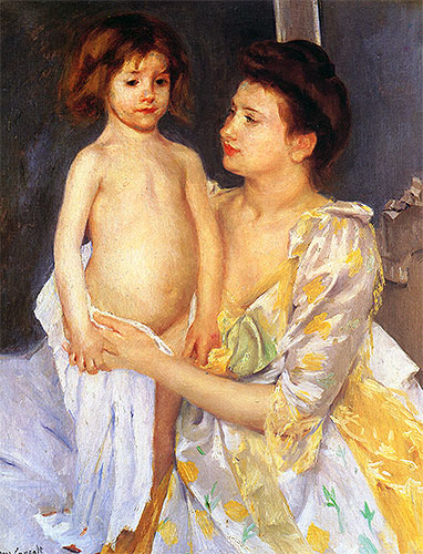 Jules Being Dried by His Mother, 1900 | Cassatt | Painting Reproduction