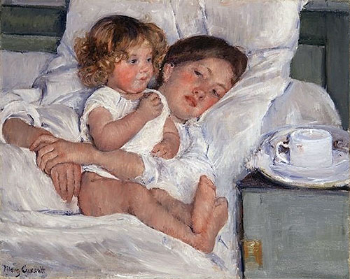 Breakfast in Bed, 1897 | Cassatt | Gemälde Reproduktion