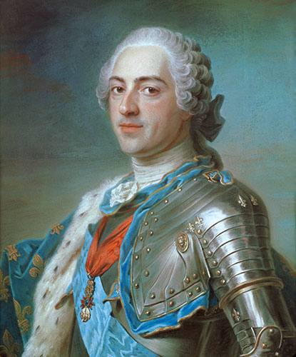 Porträt von Louis XV von Frankreich, 1748 | Maurice Quentin de La Tour | Gemälde Reproduktion
