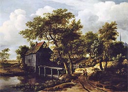 The Water Mill, 1662 by Meindert Hobbema | Painting Reproduction