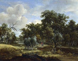 A Stream by a Wood, c.1663 by Meindert Hobbema | Painting Reproduction