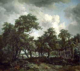 Hut among Trees, c.1664 by Meindert Hobbema | Painting Reproduction