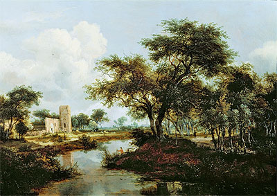 A Ruin on the Bank of a River, 1667 | Meindert Hobbema | Painting Reproduction