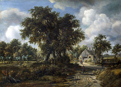 A Woody Landscape, c.1665 | Meindert Hobbema | Painting Reproduction