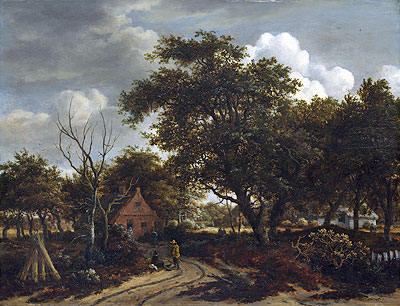 Cottages in a Wood, c.1660 | Meindert Hobbema | Painting Reproduction