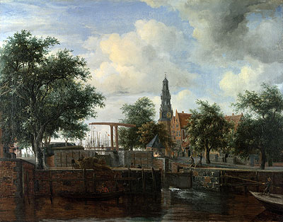 The Haarlem Lock, Amsterdam, c.1663/65 | Meindert Hobbema | Painting Reproduction