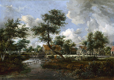 The Watermills at Singraven near Denekamp, c.1665/70 | Meindert Hobbema | Painting Reproduction