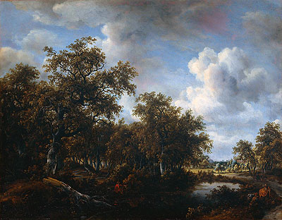 Landscape with Angler, 1664 by Meindert Hobbema | Painting Reproduction