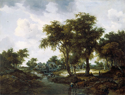 The Water Mill (The Trevor Landscape), 1667 by Meindert Hobbema | Painting Reproduction