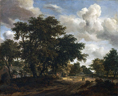 Landscape with a Wooded Road, 1662 | Meindert Hobbema | Gemälde Reproduktion