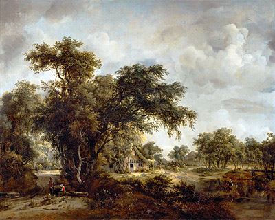 The Farmhouse, 1662 by Meindert Hobbema | Painting Reproduction