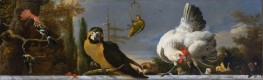 Birds on a Balustrade | Melchior d'Hondecoeter | Painting Reproduction