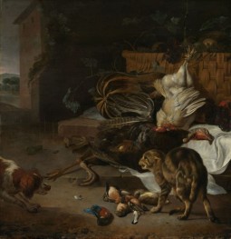 Still Life with Fowl and Fruits | Melchior d'Hondecoeter | Painting Reproduction