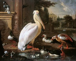 Pelican and Other Waterfowl in a Park, n.d. by Melchior d'Hondecoeter | Painting Reproduction