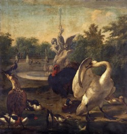 A Park with Swan and Other Birds | Melchior d'Hondecoeter | Painting Reproduction