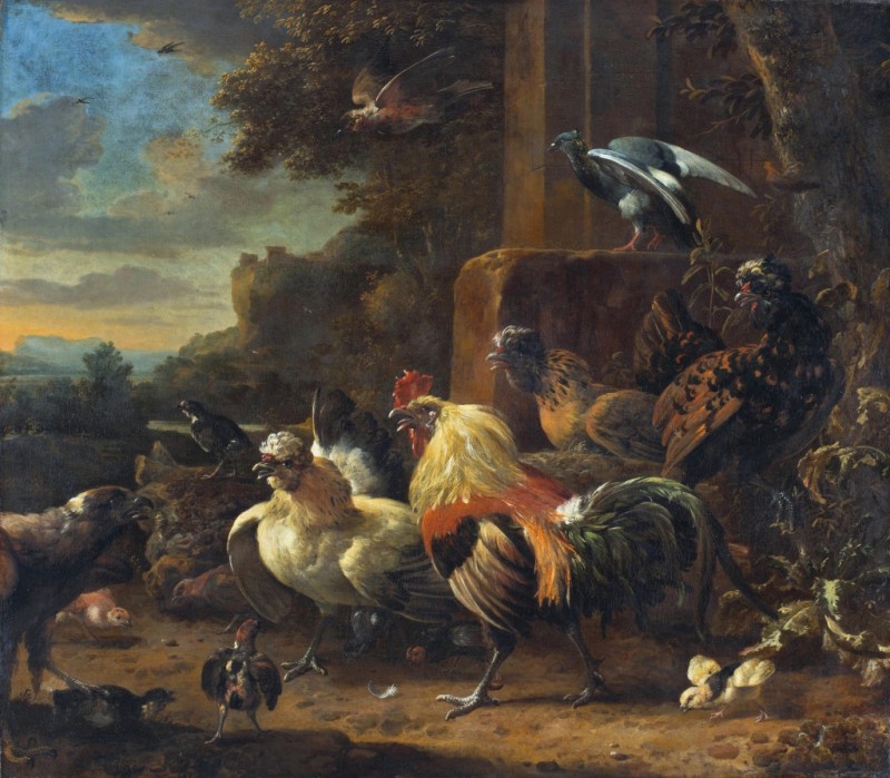 Landschaft mit Geflügel und Raubvögeln, n.d. | Melchior d'Hondecoeter