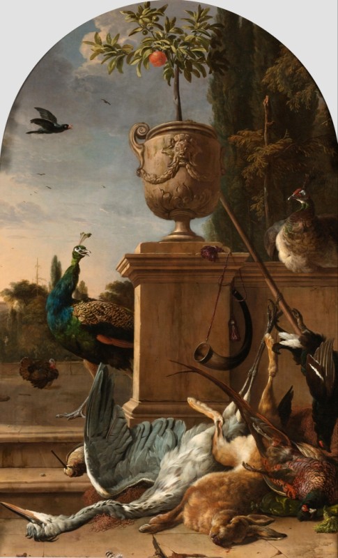 Hunter's Bag on a Terrace, 1678 | Melchior d'Hondecoeter