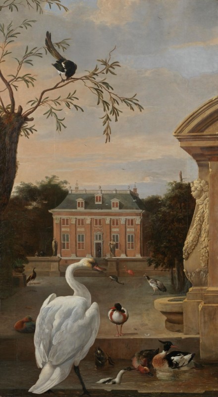 Melchior d'Hondecoeter | Vogelpark mit Ansicht des Landsitzes Driemond, c.1671/80 Vogelpark mit Ansicht des Landsitzes Driemond, c.1671/80 | Melchior d'Hondecoeter