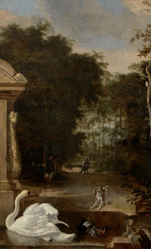 Vogelpark mit Schwan und Hund, c.1671/80 | Melchior d'Hondecoeter