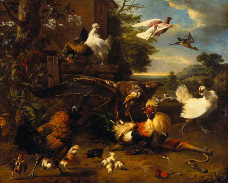 Der Sumpfweihe im Hühnerhof, c.1636/95 | Melchior d'Hondecoeter