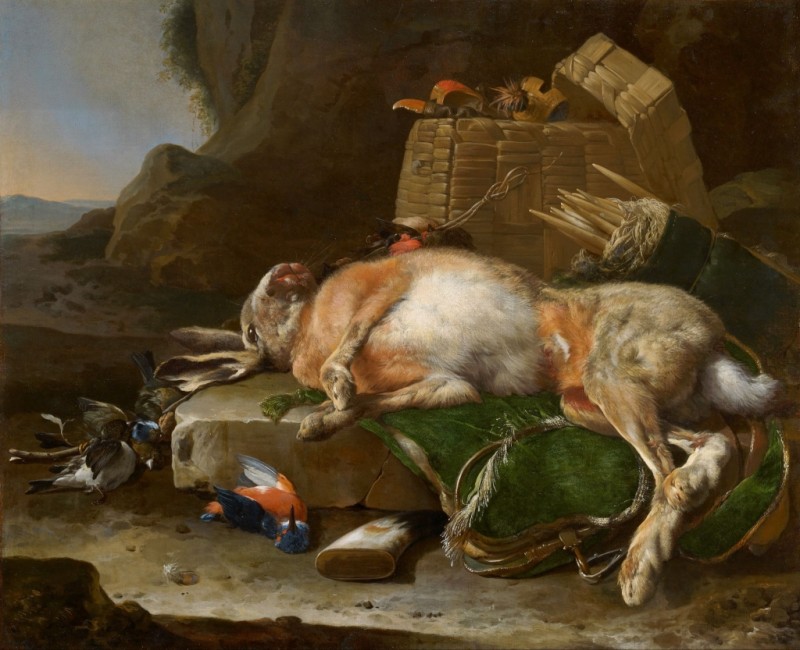 Stillleben mit Jagdbeute im Freien, 1670 | Melchior d'Hondecoeter