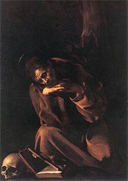 Saint Francis in Prayer, c.1608 by Caravaggio | Painting Reproduction