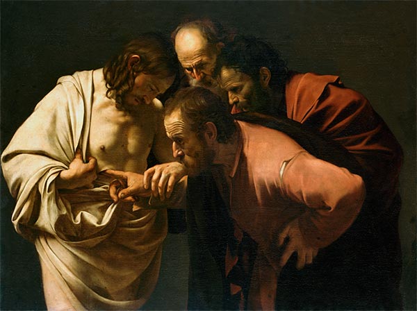 The Incredulity of Saint Thomas (Doubting Thomas), c.1602/03 | Caravaggio | Painting Reproduction