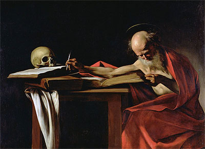 Der heilige Hieronymus beim Schreiben | Caravaggio | Gemälde Reproduktion