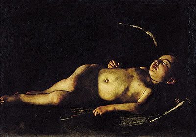 Sleeping Cupid, 1608 | Caravaggio | Gemälde Reproduktion
