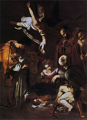 Nativity with Saints Lawrence and Francis, 1609 | Caravaggio | Gemälde Reproduktion