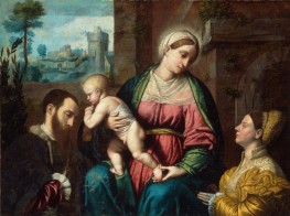 Virgin and Child, with Two Donors | Moretto da Brescia | Painting Reproduction