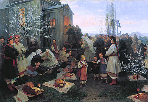 Easter Morning Prayer in Little Russia, 1891 | Mykola Pymonenko | Painting Reproduction