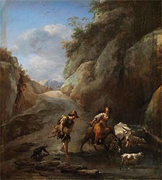 Ford in the Mountains, c.1665/70 by Nicolaes Berchem | Painting Reproduction