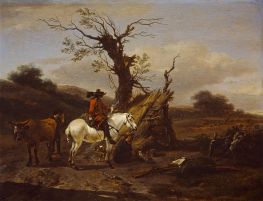 The Bird Trap: Encampment with a Figure on a ..., c.1645/46 by Nicolaes Berchem | Painting Reproduction