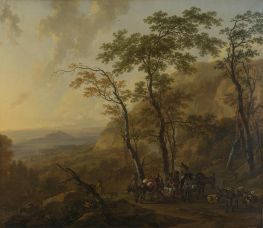 Mountainous Landscape with Muleteers | Nicolaes Berchem | Painting Reproduction