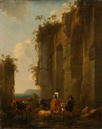 Ruins in Italy, 1658 by Nicolaes Berchem | Painting Reproduction