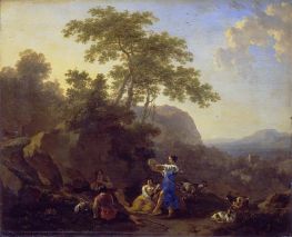 The Musical Shepherdess, 1658 by Nicolaes Berchem | Painting Reproduction