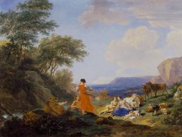 The Infant Jupiter with the Nymphs on Mount Ida, 1650s by Nicolaes Berchem | Painting Reproduction