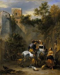 Halt at an Inn, 1670s by Nicolaes Berchem | Painting Reproduction