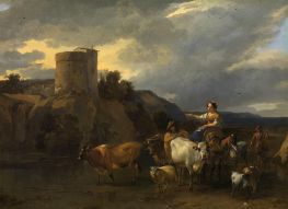 Returning from the Meadow, n.d. by Nicolaes Berchem | Painting Reproduction