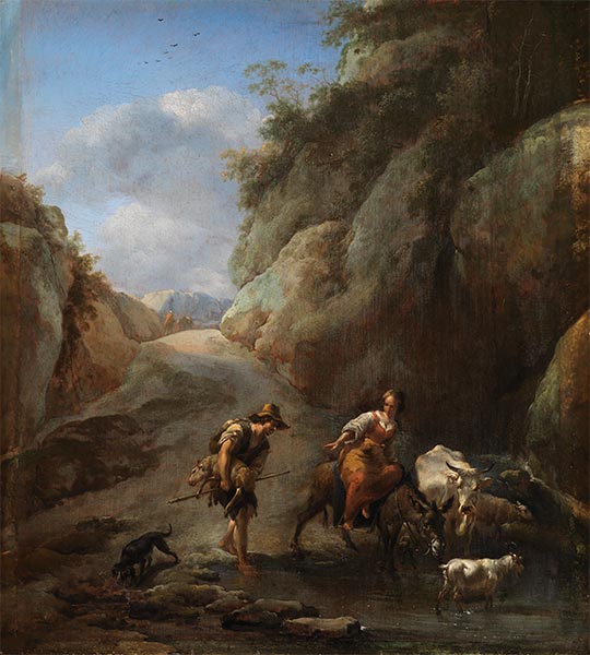Furt im Gebirge, c.1665/70 | Nicolaes Berchem | Gemälde Reproduktion