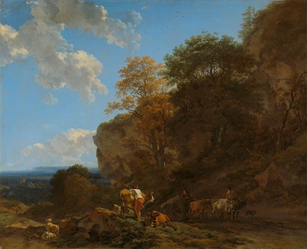 Italian Landscape, c.1650/83 by Nicolaes Berchem | Giclée Canvas Print