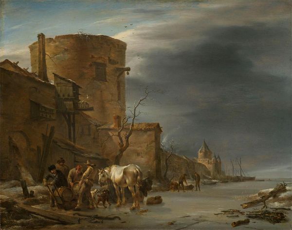 The City Wall of Haarlem in the Winter, 1647 by Nicolaes Berchem | Giclée Canvas Print