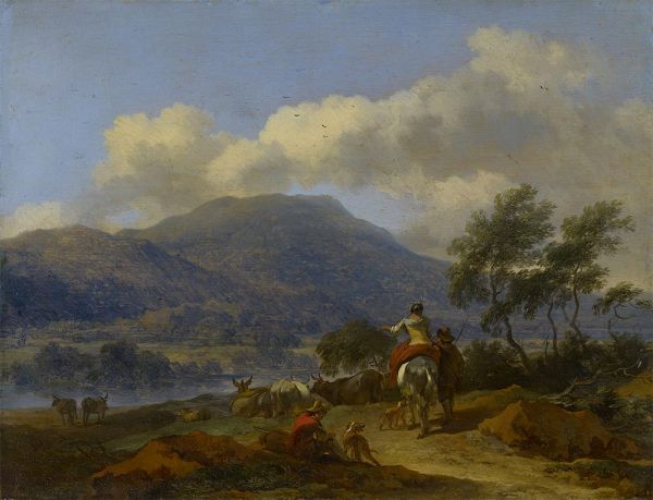 Eine Gebirgslandschaft, c.1670/75 | Nicolaes Berchem | Gemälde Reproduktion