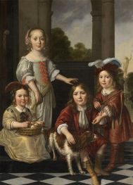 Portrait of four Children, 1657 by Nicolaes Maes | Painting Reproduction